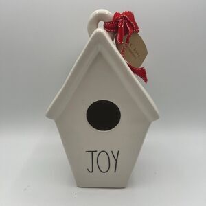 New Rae Dunn JOY Birdhouse Slant Roof Holiday 2019 by Magenta, Ceramic Bank